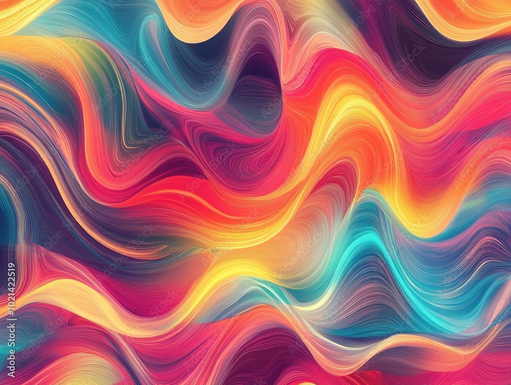 Poster Abstract design featuring vibrant colorful light flames in a wave pattern