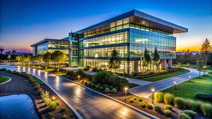 Fototapeta premium Gilead Sciences Inc Headquarters Modern Architecture and Corporate Building in California Landscape