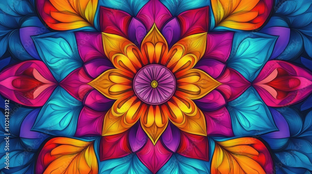 Aufkleber abstract background featuring a colorful mandala in floral design raster illustration suitable for t