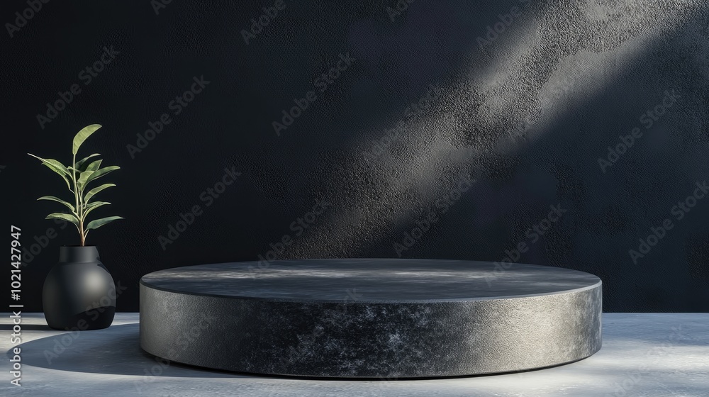 Poster Black empty podium or pedestal designed for product display 3D rendering