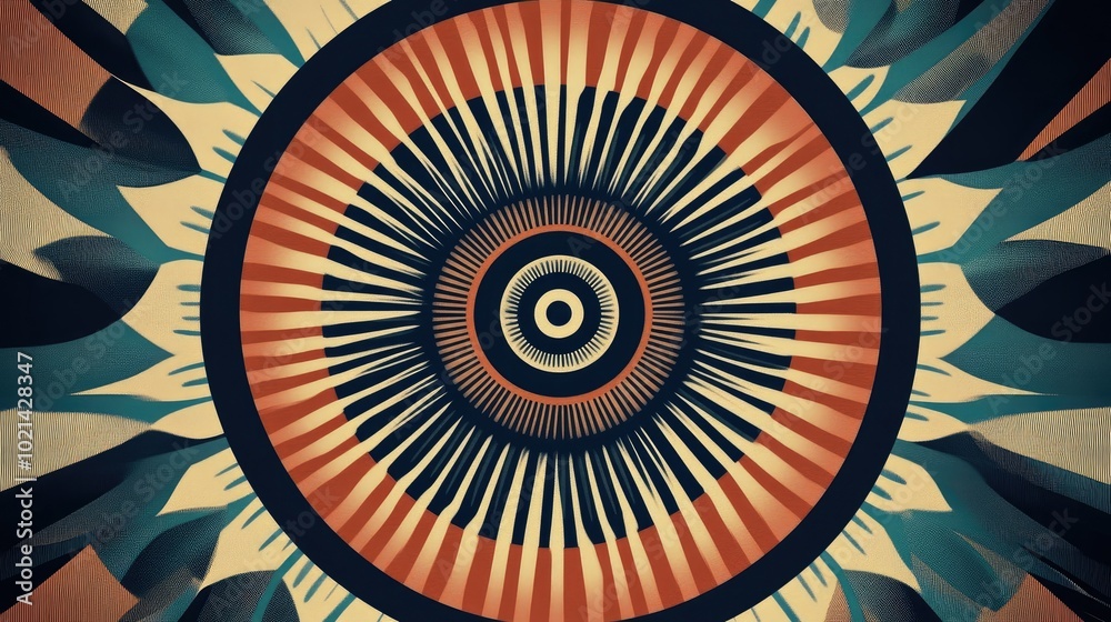 Aufkleber Abstract radial geometric element featuring concentric patterns