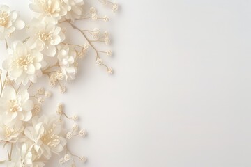 A minimalist white floral arrangement on a clean background, perfect for wedding invitations or elegant design projects.