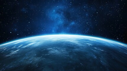 Fototapeta premium A stunning starry night sky filled with luminous stars stretches over a serene horizon, evoking the spirit of Christmas and the birth of Jesus Christ, inviting reflection