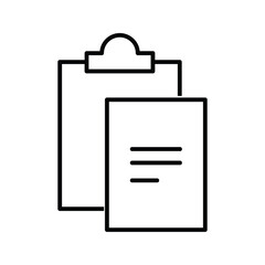 Illustration vector icon 
clipboard. Report paper on clipboard, business paper. Isolated user interface elements for apps and web. Editable stroke.