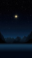 Obraz premium A stunning starry night sky filled with luminous stars stretches over a serene horizon, evoking the spirit of Christmas and the birth of Jesus Christ, inviting reflection