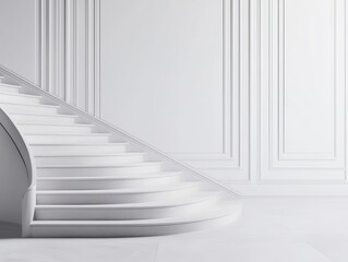 Obraz premium Detailed design of an elegant curved staircase in a grand ballroom, ballroom staircase, luxury event space