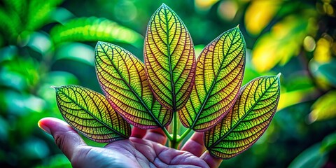 Hand Shaped Leaves in Nature Showcasing Unique Leaf Structures and Vibrant Green Colors for Botanical Inspiration