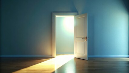 An Open Doorway With Light Streaming In, Illuminating The Room And Creating A Bright Path Across The Wooden Floor