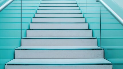 Technical diagram of a staircase with glass steps in a corporate building, glass staircase, modern office design