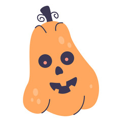 Pumpkin for halloween. Jack o'lantern faces.Carved lantern. Pumpkin hand drawn.Jack lantern.Autumn holiday symbol.Black and white coloring pages.Outline vector illustration.Doodle sketch icon.