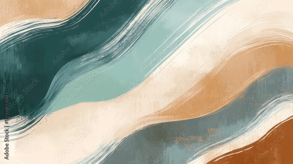 Poster abstract brush stroke effect vector design featuring a gradient of blue green brown and beige for a 