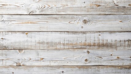 Naklejka premium Weathered White Wood Plank Background With Knots and Grain