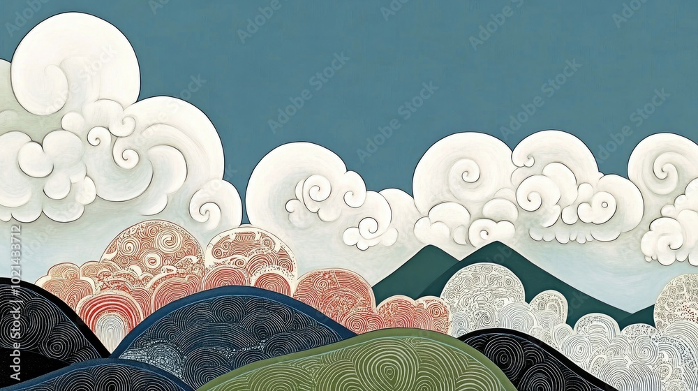 Poster blue sky with cloud patterns in background