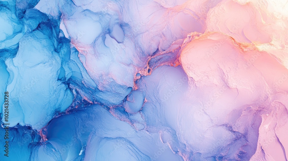 Poster abstract marble texture with a romantic fractal design in shades of blue and pink digital artwork fe