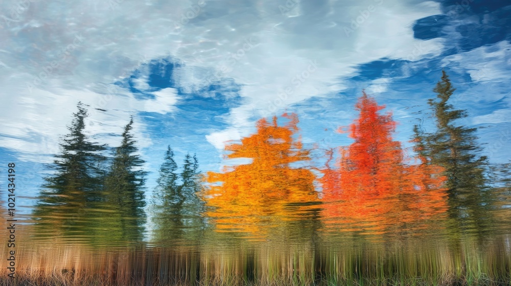 Aufkleber Abstract Reflection of the Sky and Trees in the Water