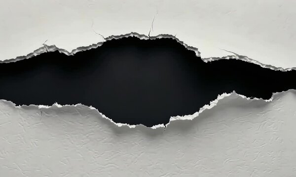 Torn White Paper being Ripped on Black Background creating a black hole Animation VIdeo.