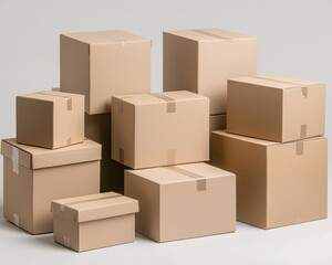 Tranquil Array of Cardboard Boxes on Neutral Background for Minimalist Design Projects