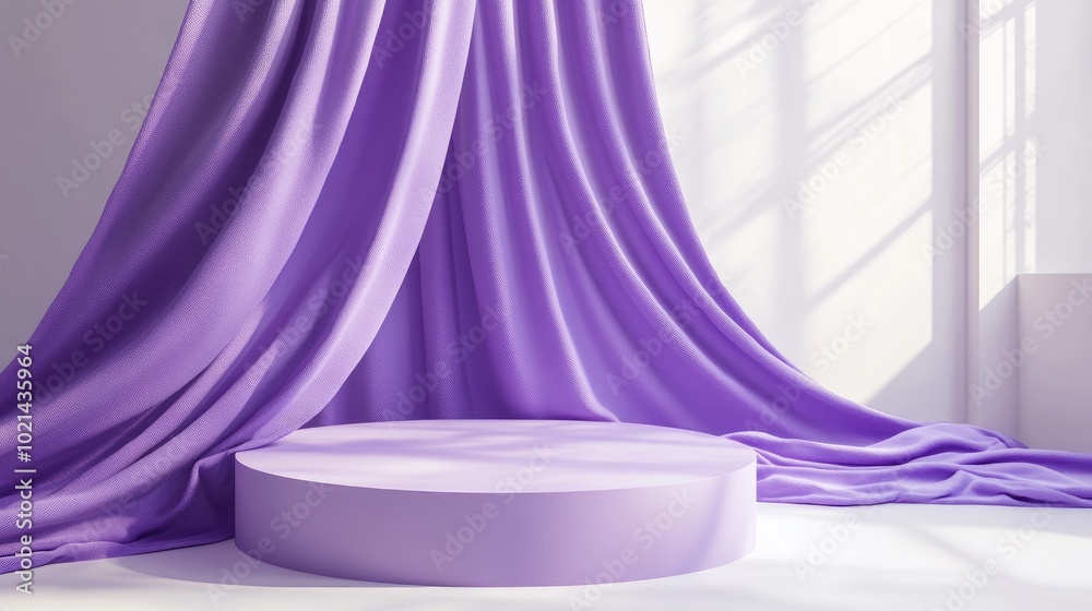 Aufkleber 3d mock up podium featuring draped lavender fabric abstract modern platform ideal for product or cos
