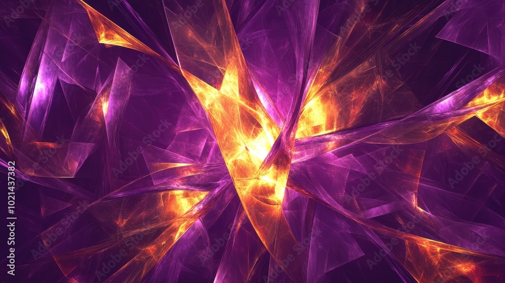 Aufkleber abstract purple geometric background with a shiny finish featuring a golden fantasy flame ideal for 