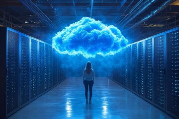 Obraz premium Cables and Servers Within a Data Center Environment