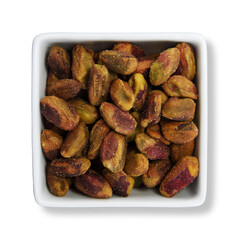 Pistachio nuts in white container