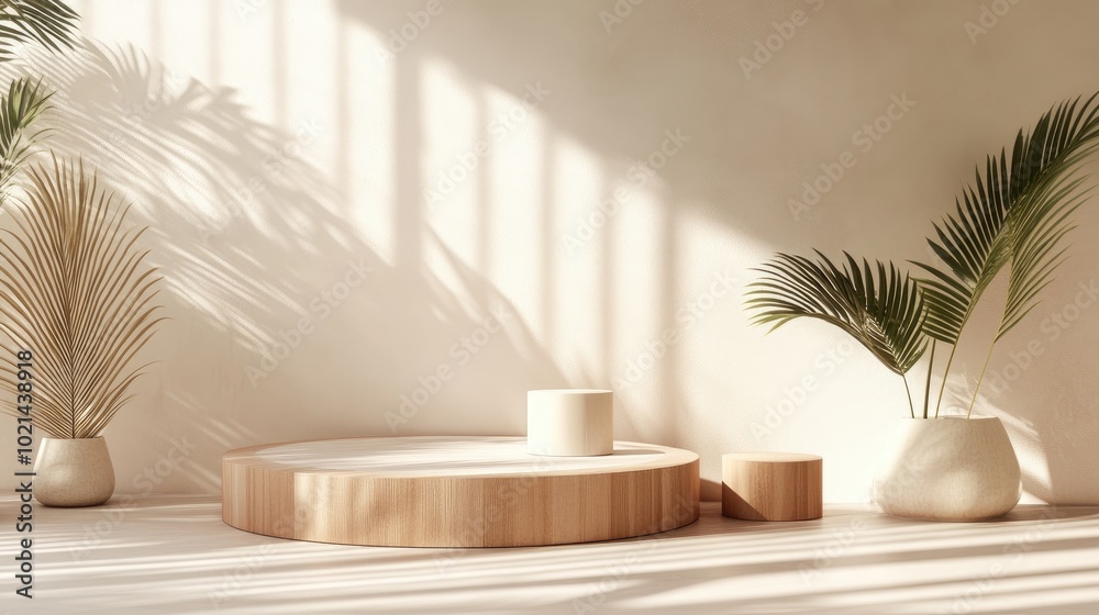 Poster 3d product mockup background featuring a podium display