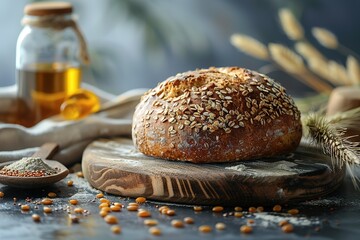 bakery organic bread wheat loaf fresh food brown flour healthy rye grain wooden