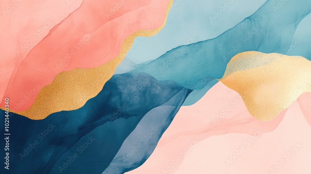 Aufkleber abstract background texture in blue pink and gold tones modern digital artwork diffused pattern for 