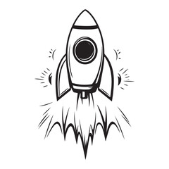 Rocket science outline icon, Cute Rocket for kids' storytelling vector illustration Isolated on white background