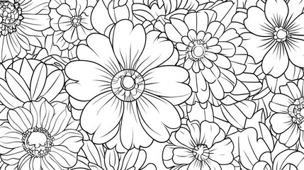 2D cartoon style outline of a round flower pattern in mehndi design perfect for a coloring book A stress relief doodle ornament in black and white for all ages