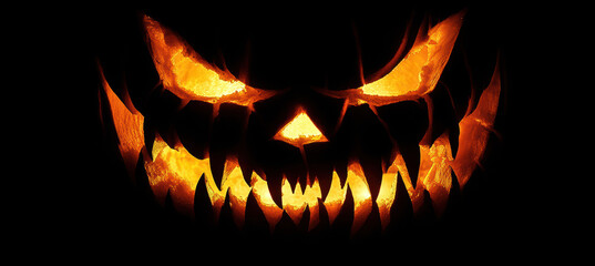 Naklejka premium Eerie Jack-o'-Lantern Candlelit Silhouette