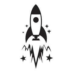 Rocket science outline icon, Cute Rocket for kids' storytelling vector illustration Isolated on white background
