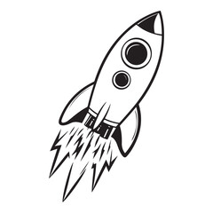 Rocket science outline icon, Cute Rocket for kids' storytelling vector illustration Isolated on white background
