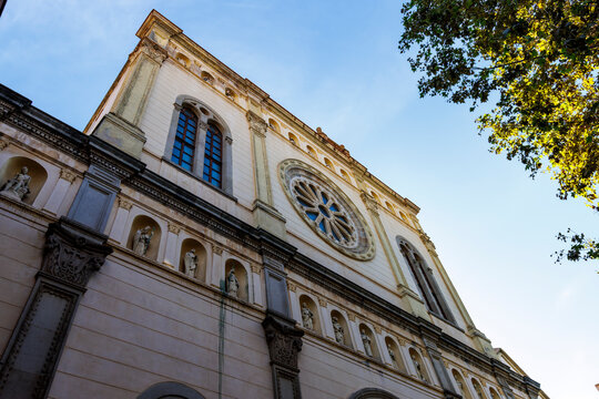 Facade of the Bas&iacute;lica de Santa Maria de Matar&oacute; church in Mataro, Catalonia, Spain, Europe