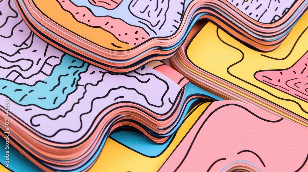 Poster abstract paper cards with shallow depth of field close up of curved book cards