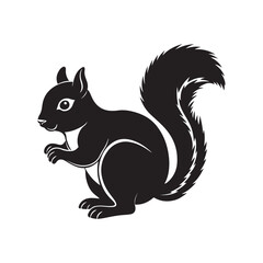 Obraz premium squirrel silhouette vector, black and white silhouette, vector and illustration, isolated on white background