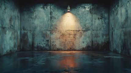 Concrete Room with Light Beam 3D Illustration