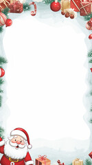 Fototapeta premium Christmas Frame with Santa Claus and Gifts: A Festive Winter Illustration,Generated By Ai