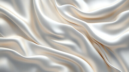 Obraz premium Elegant digital rendering of soft white silk satin fabric, showing flowing waves and folds, for fashion or design background