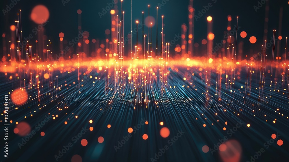 Aufkleber Abstract Technology Background Featuring Numerous Glowing Lines And Fiber Optic Data Beams Extending Into The Distance Symbolizing Connectivity Communication And Innovation