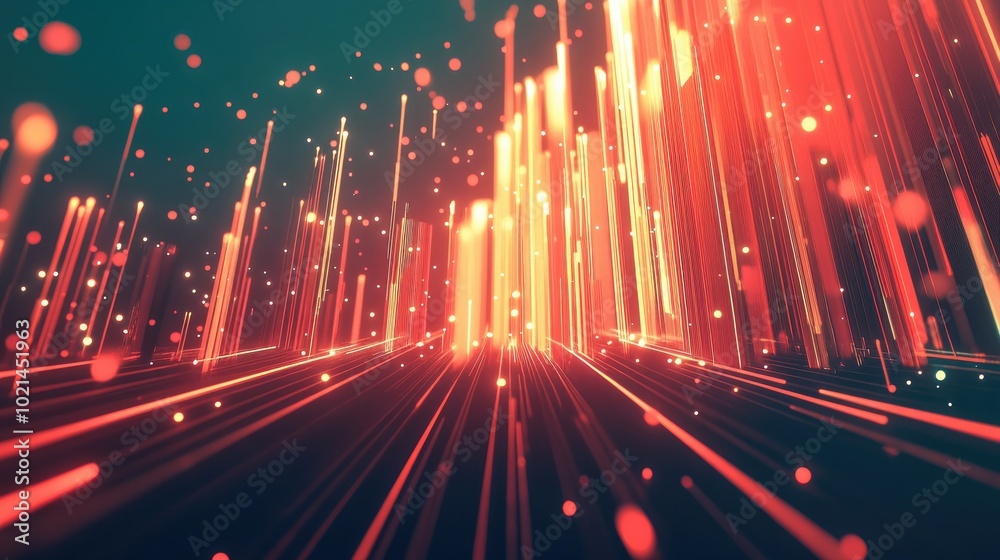 Aufkleber Abstract Technology Background Featuring Numerous Glowing Lines And Fiber Optic Data Beams Extending Into The Distance Symbolizing Connectivity Communication And Innovation