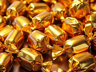 Irresistible Caramel Candy Wrapped in Shiny Gold Foil Perfect for Sweet Treats and Gifts