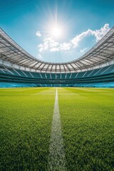 A Lush Green Football Field in a Modern Stadium