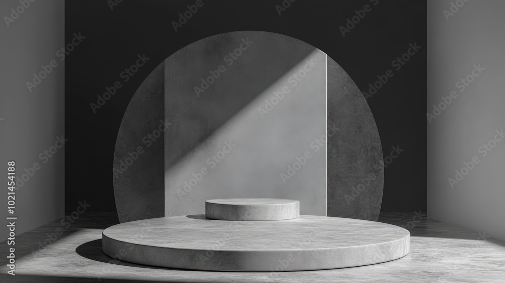 Poster 3D rendering of an abstract background featuring a product display podium A blank scene showcasing a mockup with an empty circular stage