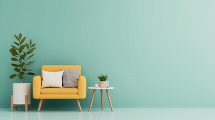 Technical diagram of a small living room with modular, space-saving furniture, space optimization, compact living