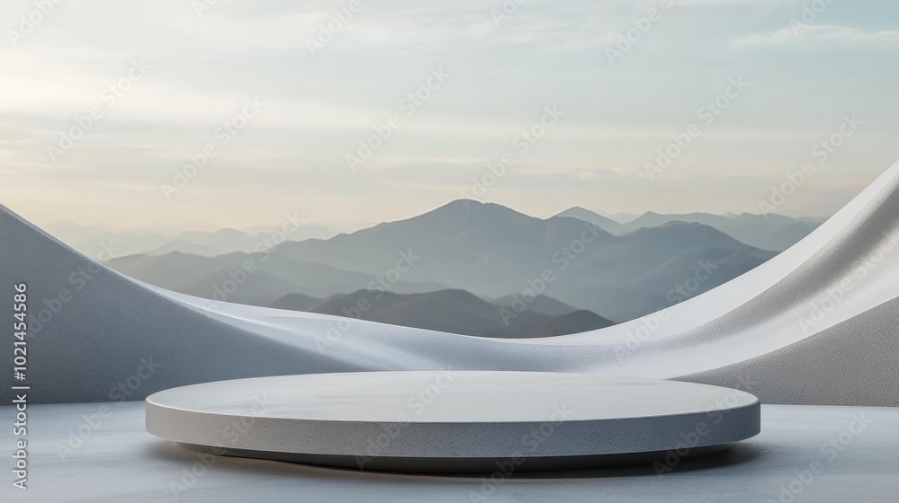 Aufkleber Abstract landscape featuring a podium designed for product presentation 3D rendering