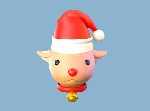 Reno navide&ntilde;o con gorrito de Santa. Perfecto para darle un toque festivo a tus presentaciones o dise&ntilde;os. 