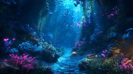 Fototapeta premium Dreamy mountain landscape under the spell of starry night sky image