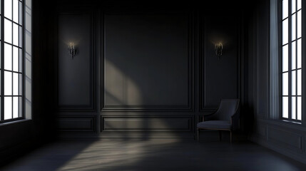 Elegant dark rooms, lit by a single light source, create deep shadows and an air of mystery.
