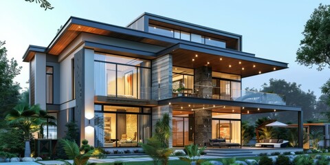 Obraz premium Modern Luxury House Exterior Design